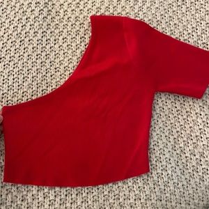 Cropped Red One Shoulder Top